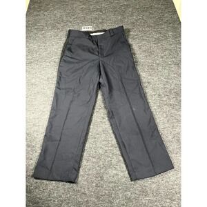 Image Authority Dress Pants Mens 33Rx28 Black Wool Side Stripe Flat Front Career